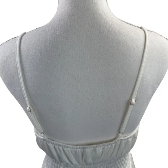 Grace Karin Maxi Sundress Spaghetti Strap White Smocked Pockets lined Size M - Picture 5 of 14